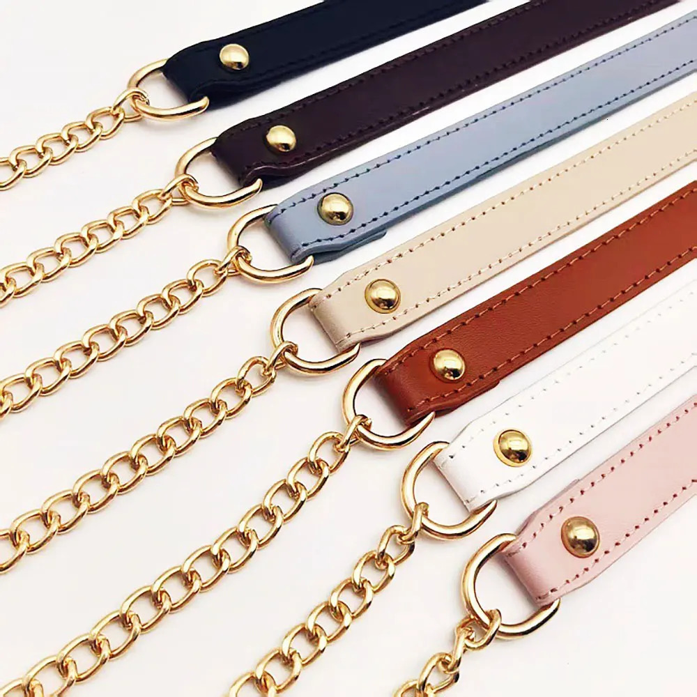 1Pcs 115cm Replacement Shoulder Strap Crossbody Bag Belt Fashion PU Leather Handle with Metal Chains Bag Replacement Accessories 251110