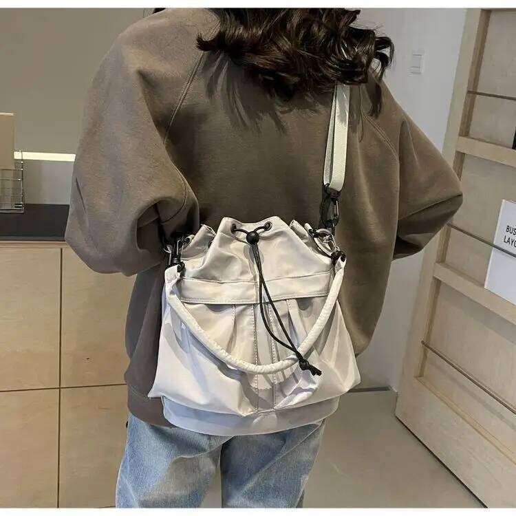 Versatile Large-Capacity Drawstring Bucket For Women Multi-Pocket Crossbody Lightweight Casual Commuter Bag