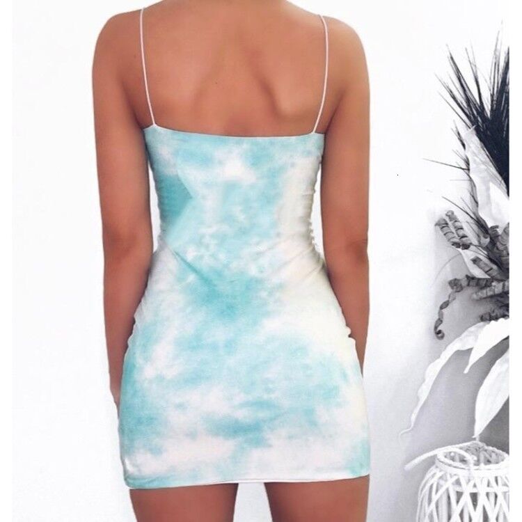 Summer women's sexy tie dyed suspender elastic dress for women