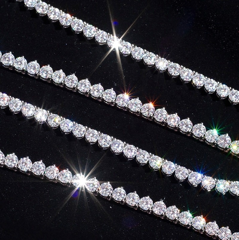 Luxury 5mm Round Cut DEF Color Moissanite Necklace 10K 14K 18K Gold Plated Iced Out Diamond Necklace Tennis Chian
