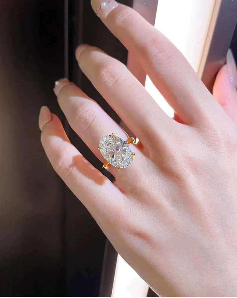 1 2 3 4 5 6 Carat Au375 9K Yellow Gold Ring Oval shape moissanite Diamonds Women Wedding Party Engagement Ring Classic Trendy