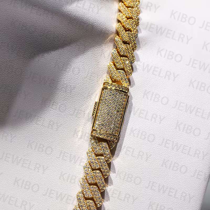 Decent design 12mm width pure sier silica hip-hop ice out Cuban chain