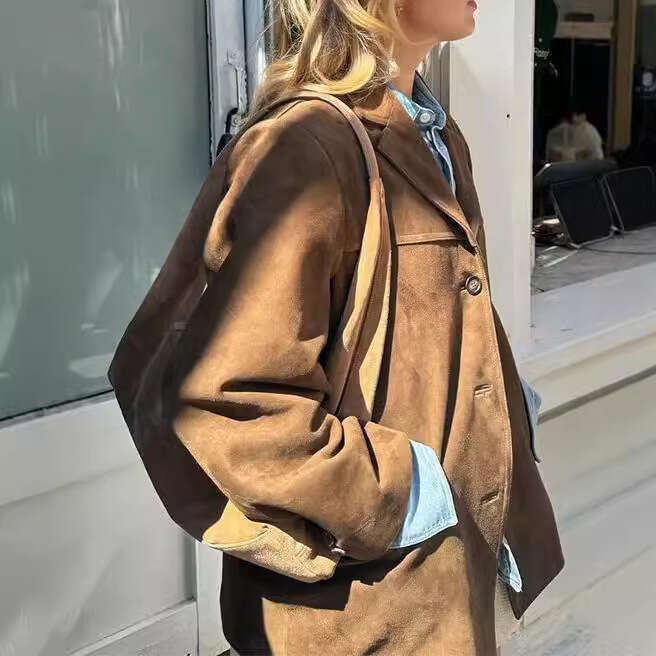 2024 Autumn New Vintage Turn-Down Collar Long Sleeve Single-Breasted Button Jacket 4749 607f