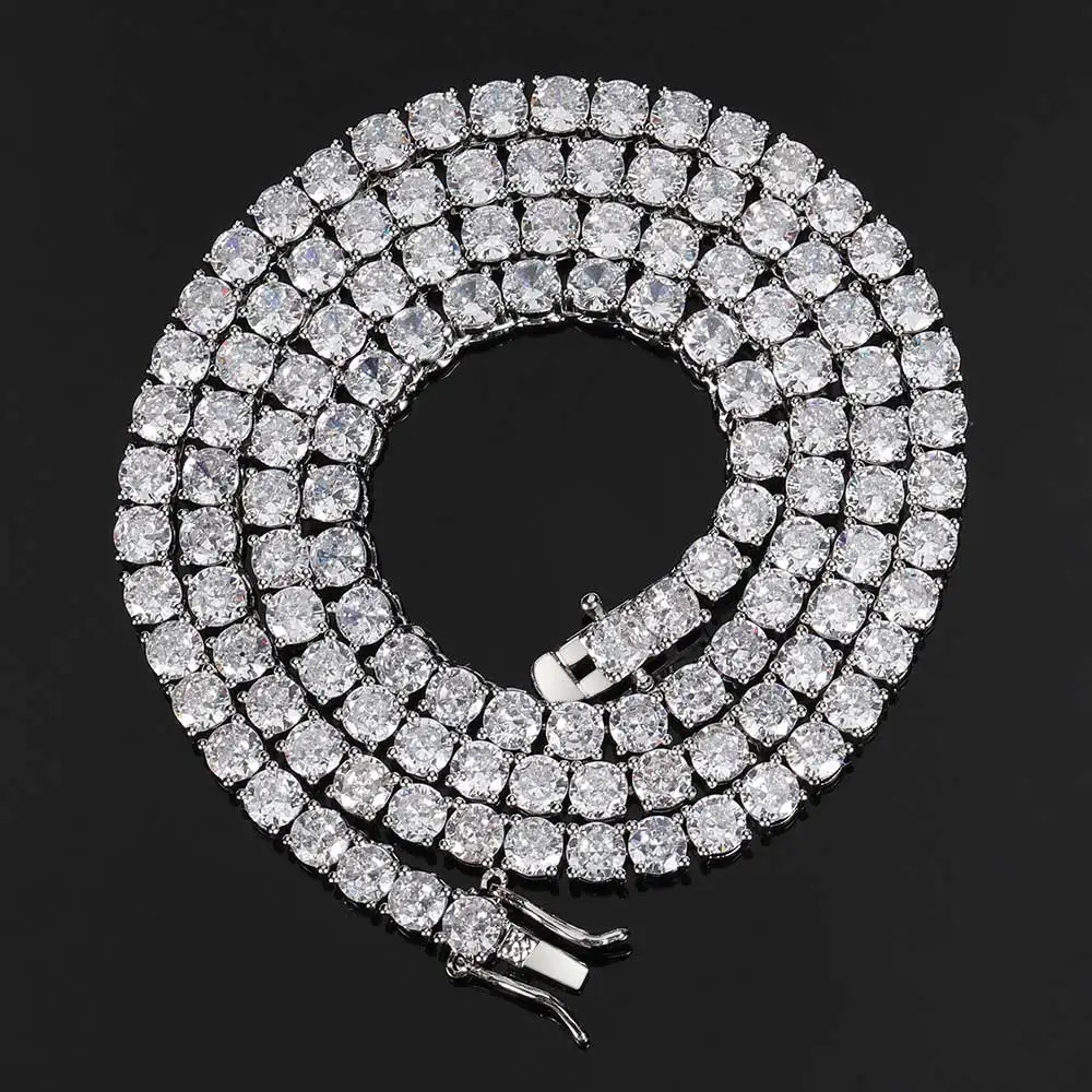 Hip Hop Jewelry 1 Row Iced Out Tennis Chain Bling CZ Men Diamond Cubic Zirconia Choker Necklace Women Drop 250409
