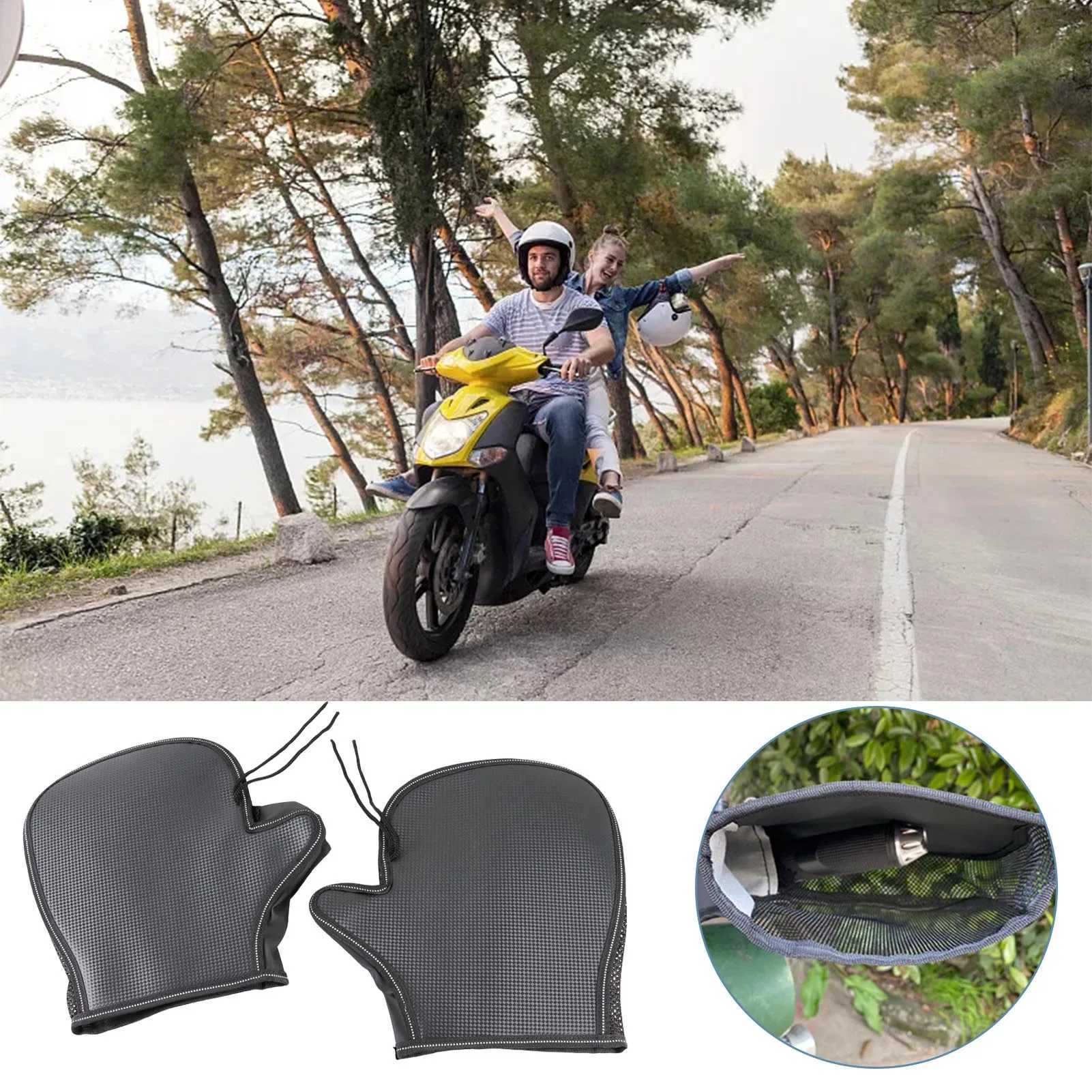 Summer Motorcycle Handlebar Muffs Waterproof PVC Leather Handlebar Muffs PVC Leather Waterproof Sun Protection Gloves With S25118