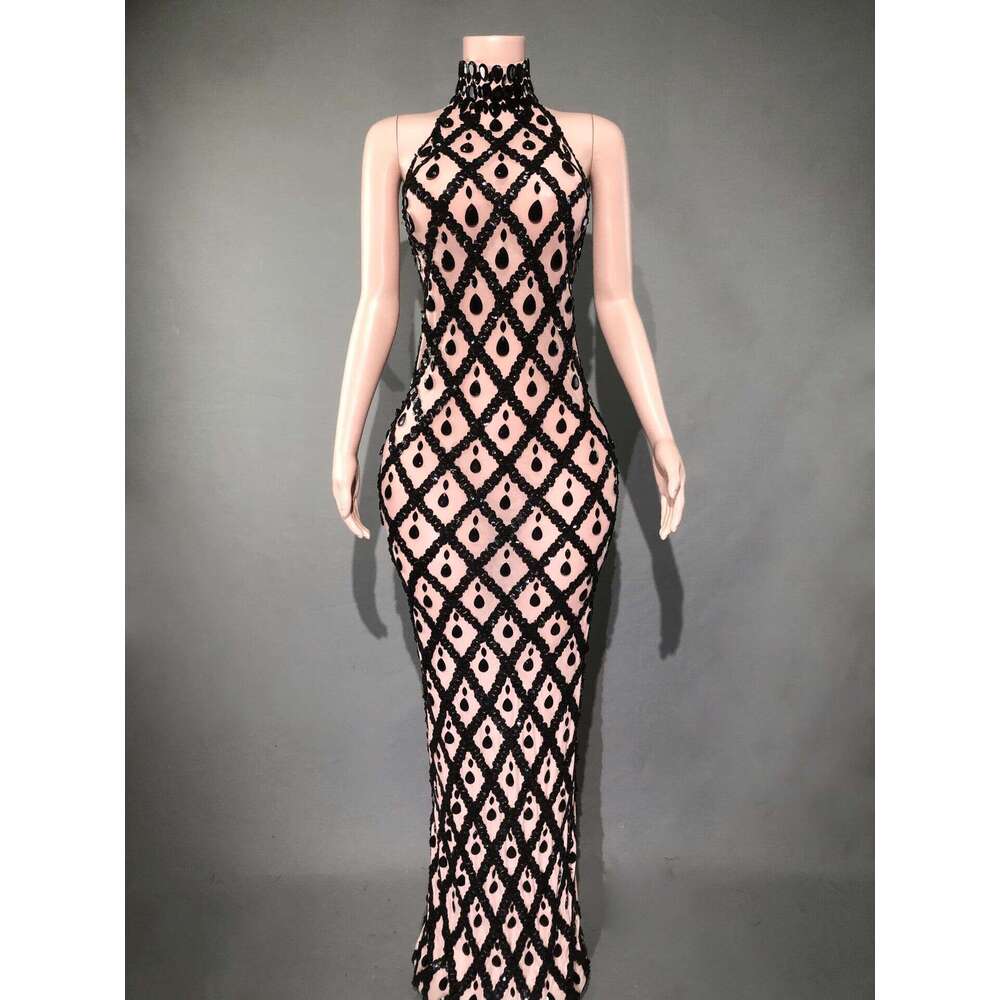 Hot Sale Foreign Trade Shiny Rhinestone Plus Size Women's Evening Party Gown Long Dress