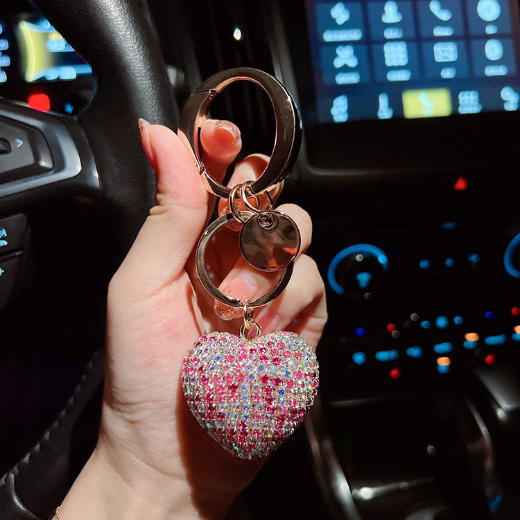 Keychains Metal 3D Cute Love-Heart Handbag Fashion Rhinestone-Crystal Charm Purse Bag Car Key Keyring Keychain Mom-Lover Keychainshop Dhnrf