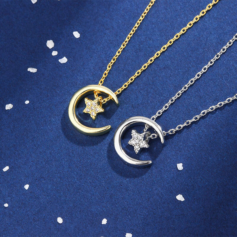 New Star Moon Necklace. Trendy and minimalist temperament, light luxury collarbone chain, high-end jewelry