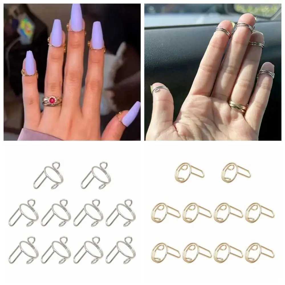High quality reusable nail rings detachable shoulder nail rings golden nail rings easy-to-use phalanx rings nail art decorations W250410