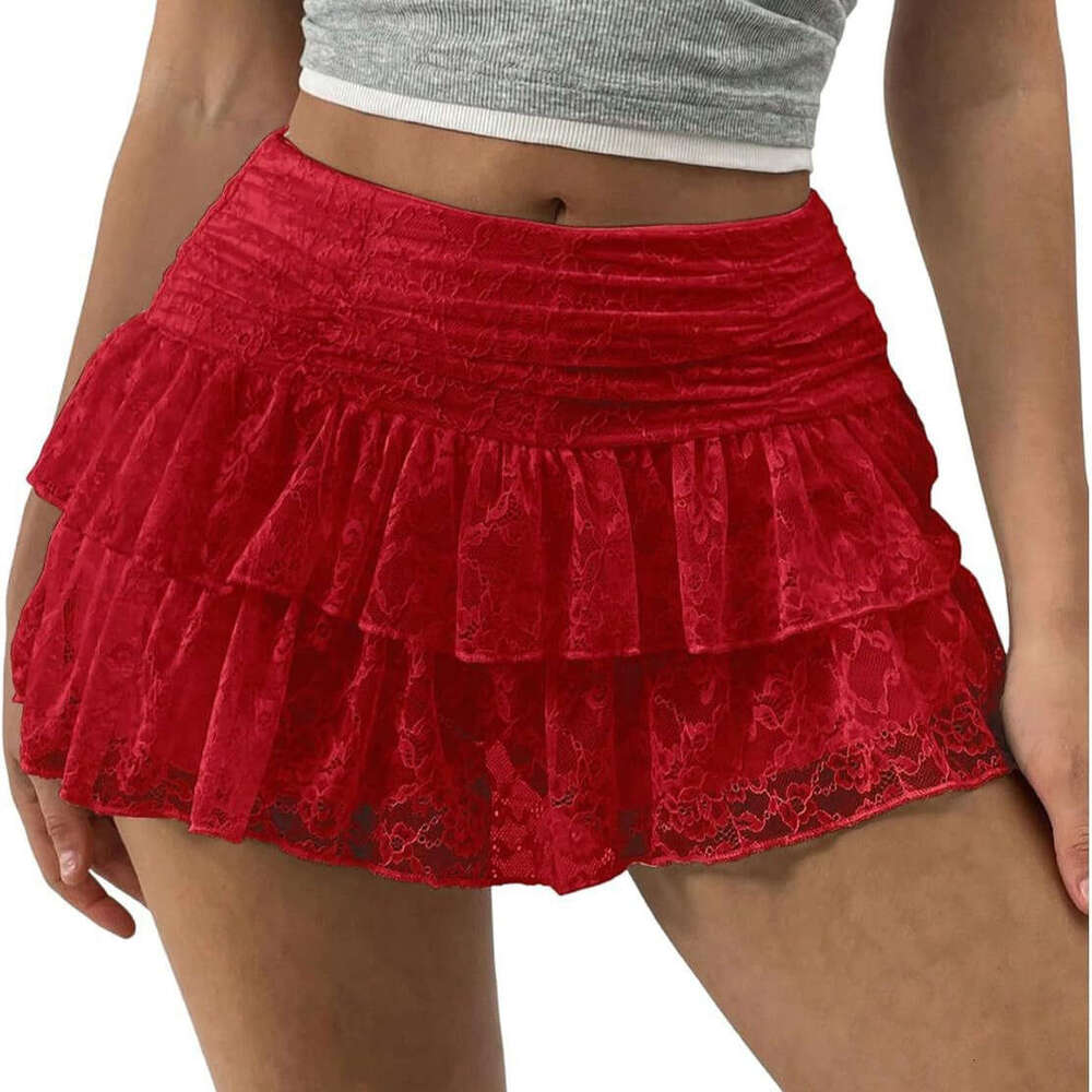 Cross-border European and American Style Multi-layer Cake Stacking Hot Girl Sexy Lace Trim Short Half Skirt