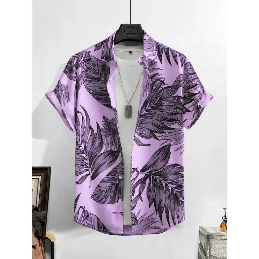 Leaf Tropical Mens Resort Hawaii 3D Printed Shirt Outdoor Vacation Beach Summer Lawn Short Sleeve Spandex Hawaiian Shirt X250410