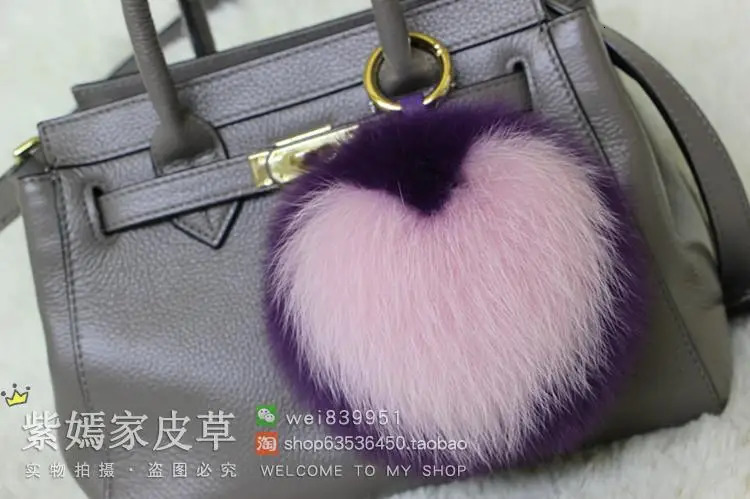 15CM Large Pong Pine True Fox Fur Bag Bug Pom Keychain Handmade Sweetheart Metal Keychain Bag Charm Monster Pompoms F112 250409