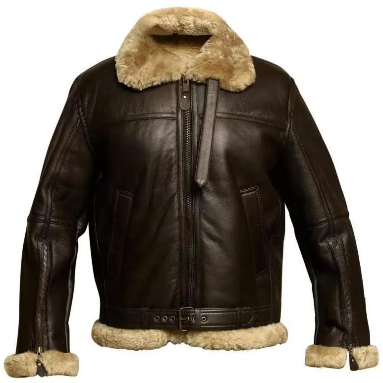 High Quality Leather Jackets Mens Retro True Brown Motorcycle Jacket Man Fur Integrated Leather Jacket Resist the Wind Coats 251105