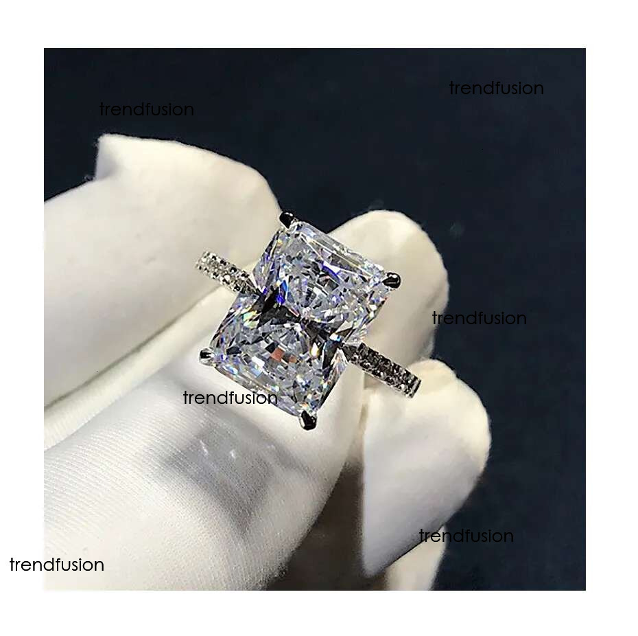 Top quality Radiant Cut 3ct square Lab Mossen Dia Ring sterg sier Jewelry Engagement Wedding band moissanite Rings for Women Bridal Party gift
