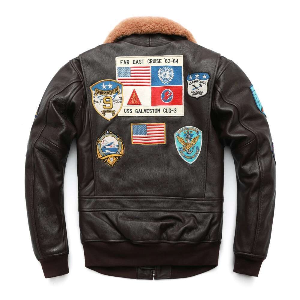 Air Force G1 Flight Thickening Quilted Top Layer Cow Leather Jacket Men Coat Winter Jackets M212