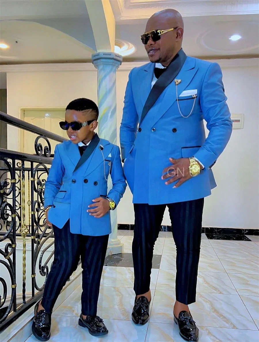 Father and son Suits for Wedding Double Breasted Groom Tuxedo 2 Pieces Custom Made Men Jacket with Pants Family Matching Outfits 251104