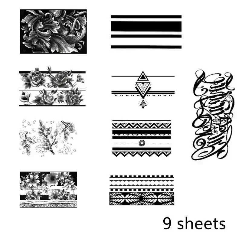 9 pieces of arm ring tattoo stickers waterproof temporary arm tattoos W250410