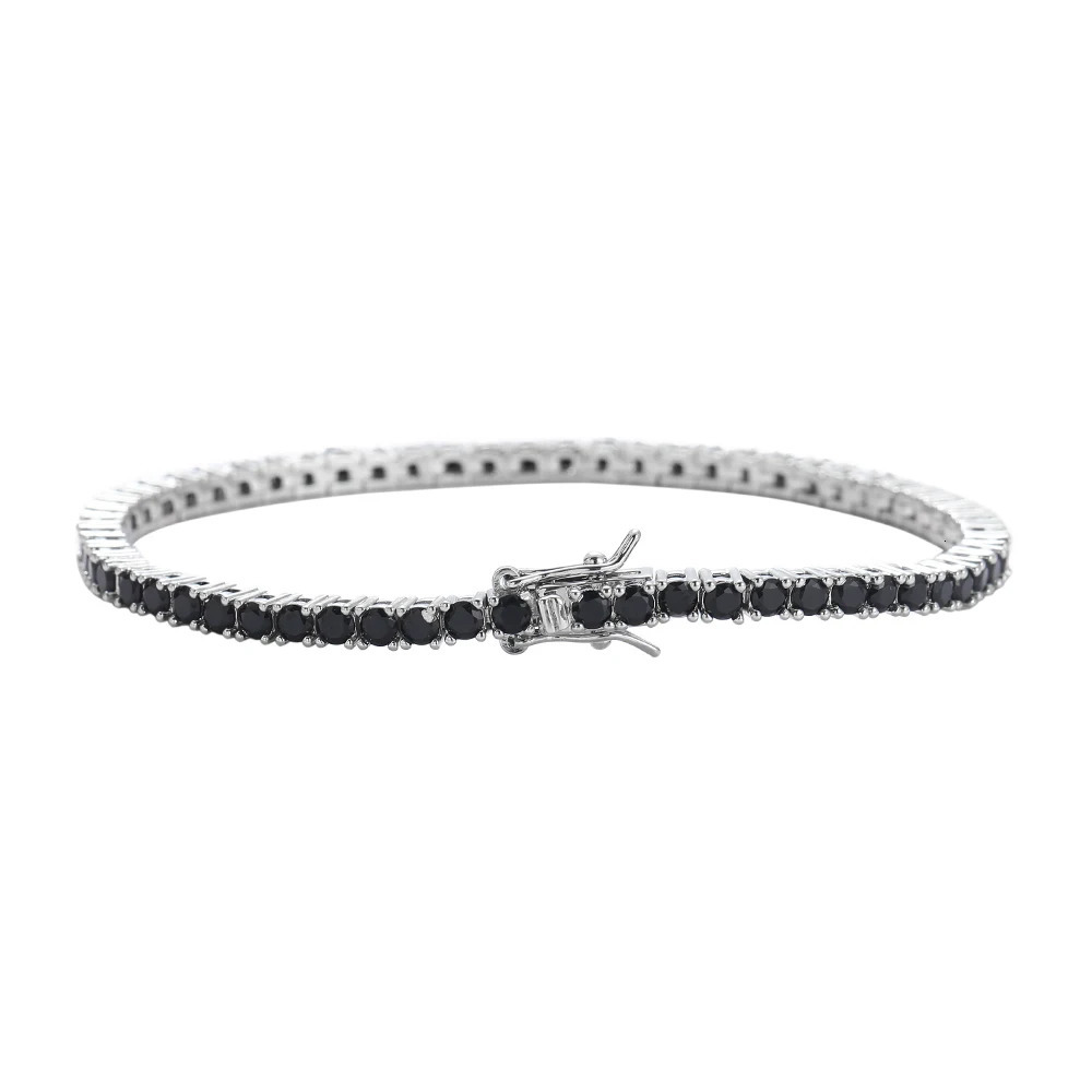 m 4mm 5mm Black Zirconia Tennis Bracelets Brass Chain bracelet For Men And Women BB238 250408
