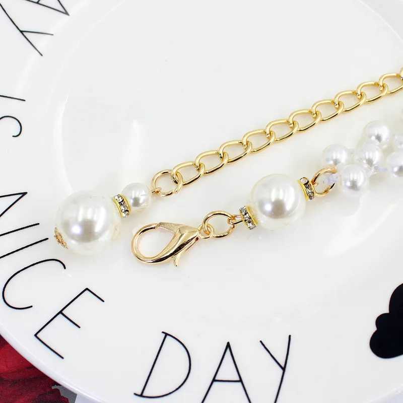 Fashionable adjustable acrylic pearl strap warm ladies metal thin chain strap ultra-thin body chain dress strap elastic waistband X250410