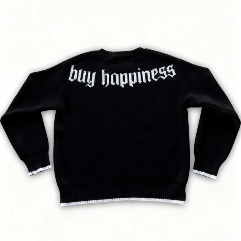 Fashion Y2K Retro Dollar Graphics Embroidered Black Knit Loose Sweater Fashionable Letter Style Unisex Gothic Hip Hop Round Neck Sweater Y251110