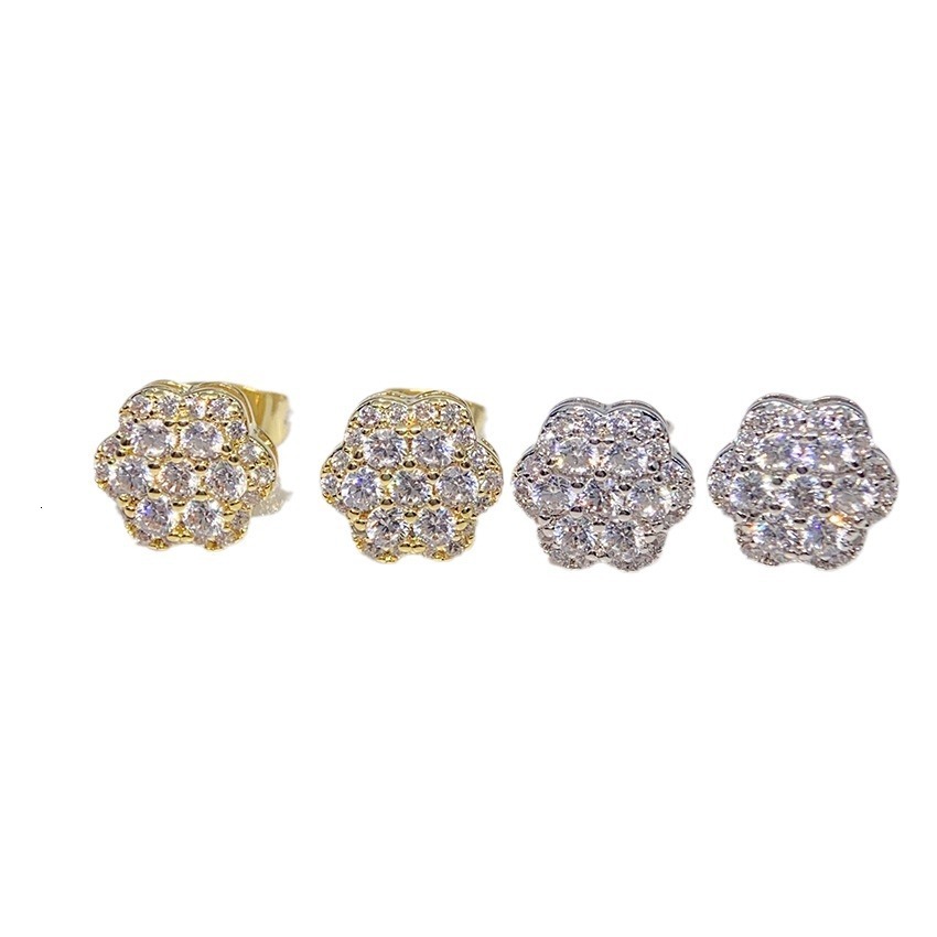 INS Hip Hop 925 silver moissanite Earrings Full Diamond Plated Male and Female Earrings