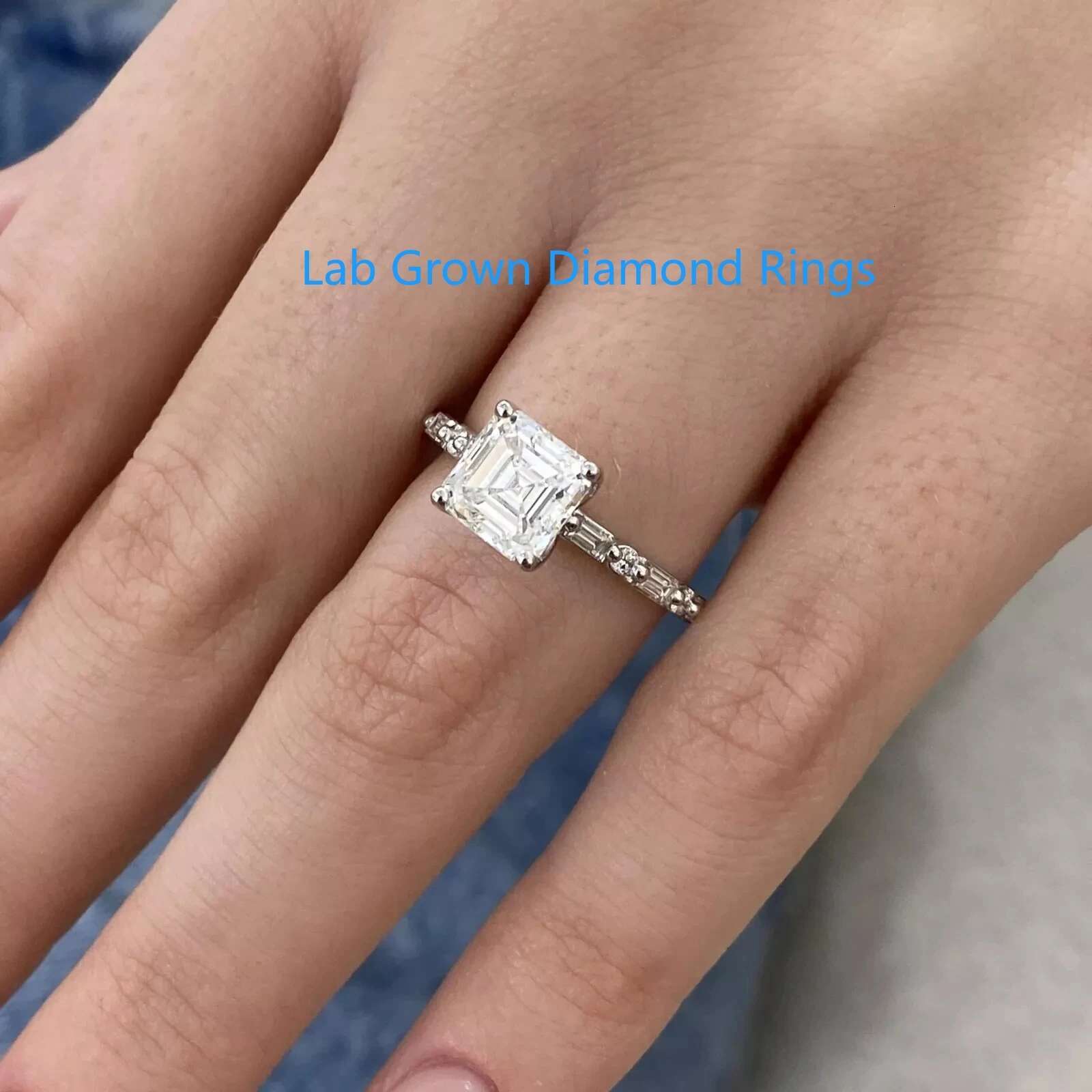 2.50ct Asscher Cut CVD HPHT Lab-Created Diamond Solitaire Proposal Ring DEF VS-VVS 14K White Gold Ring For Lady IGI Certificate