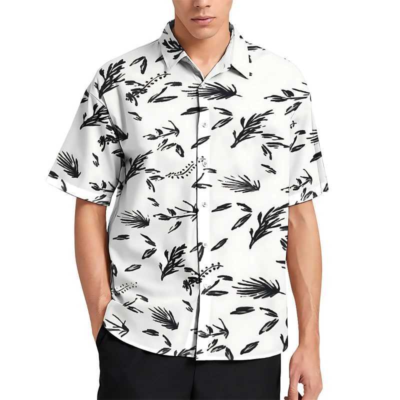 Mens short sleeved Hawaiian street printed polyester breathable lightweight summer clothing mens clothing X250410
