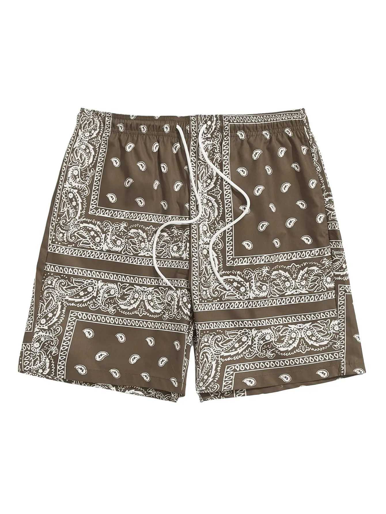 New Hawaiian style totem print summer mens shorts quick drying swimming shorts oversized casual beach shorts fashion trend mens shorts X250410