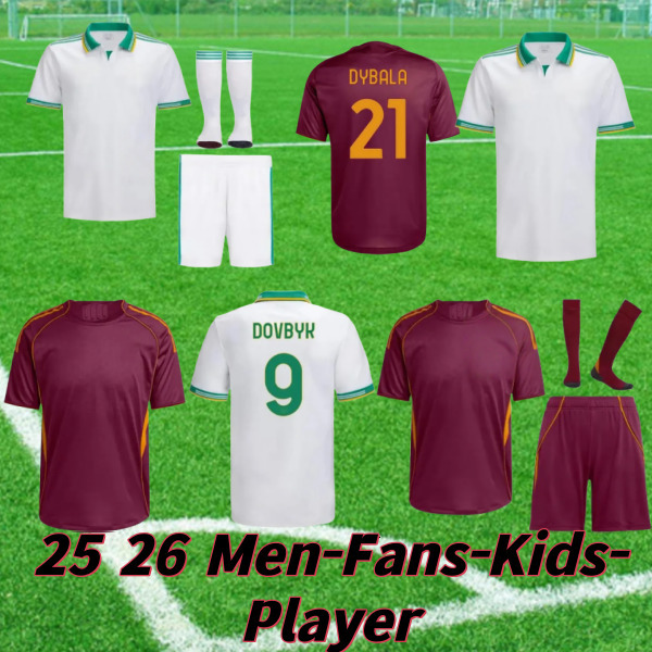 25 26 men kids soccer jersey football shirt 2025 ROMA ABRAHAM PAREDES DYBALA MANCINI E LE FEE ZALEWSKI EL SHAARAWY ROME 66
