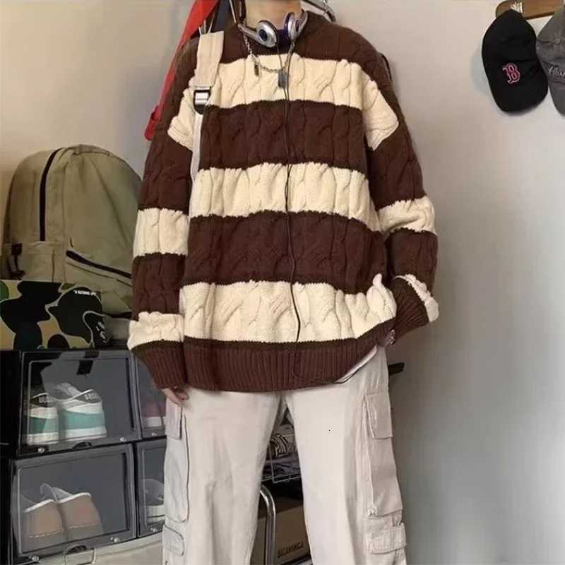 Fashion New Patchwork Striped Crewneck Sweaters For Men Hip Hop Fashion Knitted Jersey Hombre Winter Y2K Vintage Pullovers Knitwear Y251110
