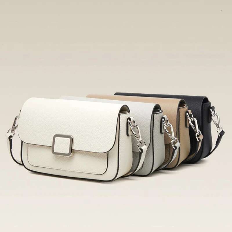 Genuine Women's Square Single Shoulder Soft Leather Cowhide Underarm Bag, Ladies' Stylish Crossbody Purse