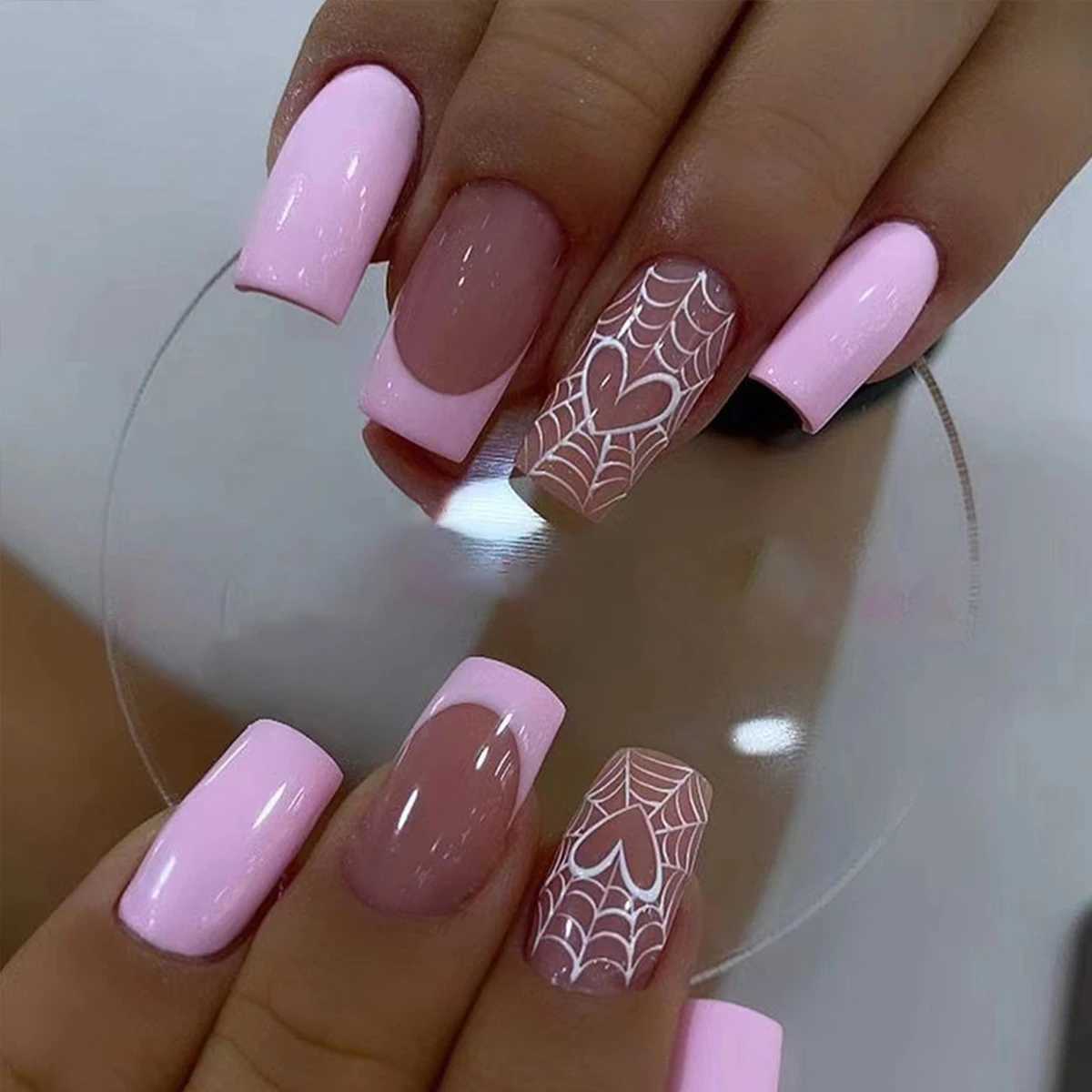 24 fake nails fashionable wearable nails ladies pressed nails including nail glue and nail files W250410