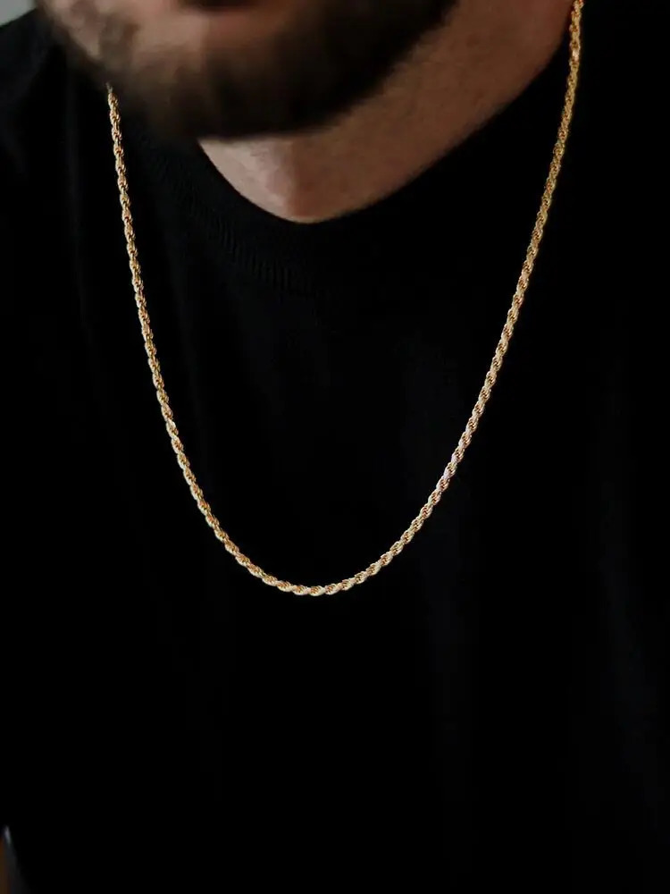 Vct 4Mm/6Mm/8Mm/10Mm Rope Chain Bracelet and Pendant Necklace for Men and Women 14K Gold Plated Jewelry Wholesale 251110