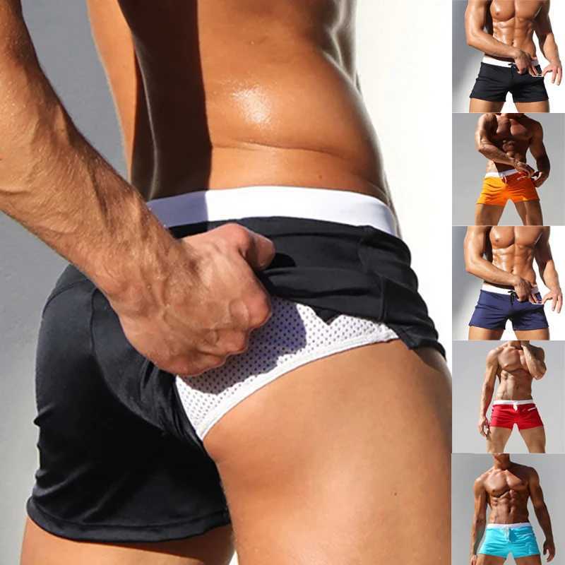 Mens swimming suitcase with zippered pockets summer swimming shorts lining quick drying breathable swimsuit X250410