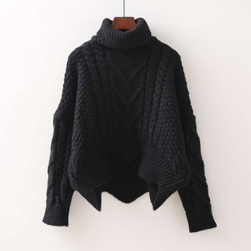 Cross-Border Foreign Trade European and American Clothing Retro Twist Women's Neck Loose High Waist Top Thick Wool Knitted Sweater