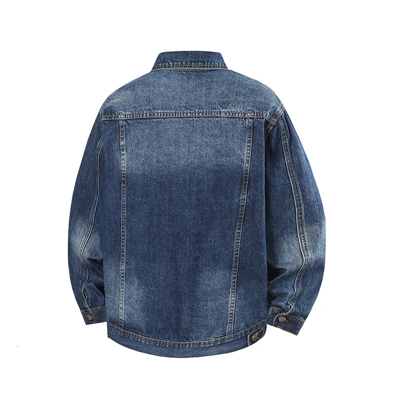 Spring mens denim jacket washed retro workwear casual jacket fashionable street style mens jacket 250410