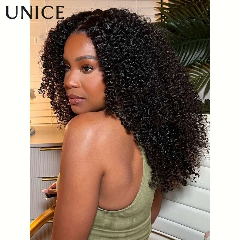 Unice Glueless Human Lace Front - Curly Hair Density, 130% Volume, Full Voluminous Part Wig Men &, Easy Wear No Glue/Adhesive, Look Daily Use Special 