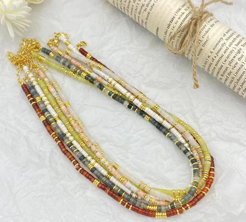 New fresh green gem beaded necklace Copper alloy Bigeville pendant adorn female girls' birthday gifts