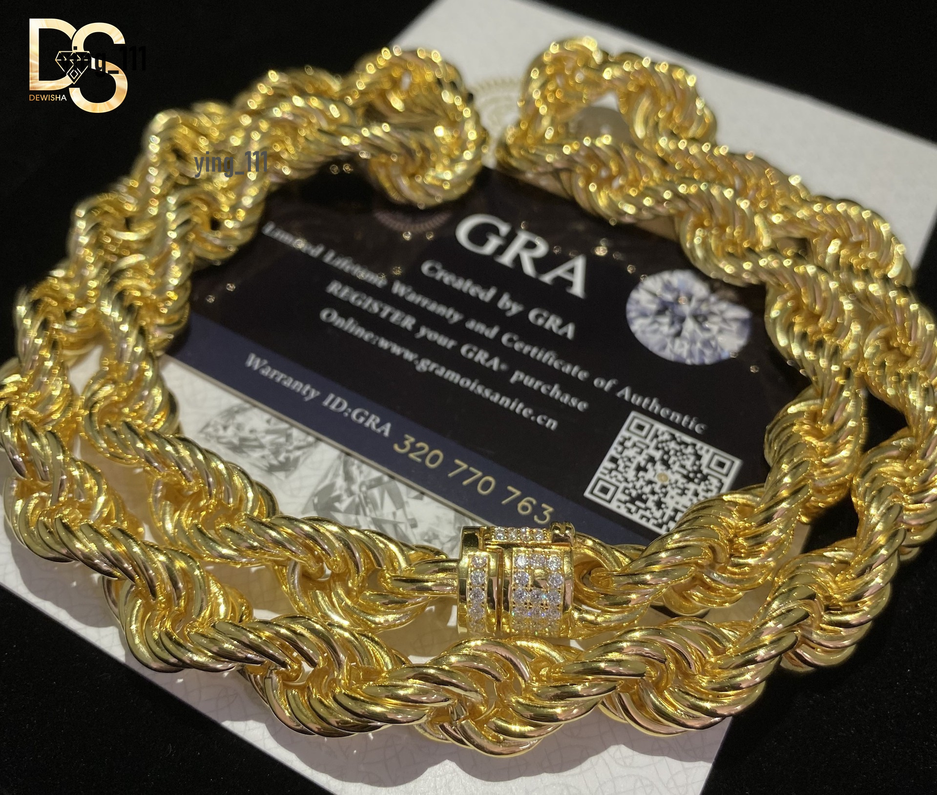 Luxury Gold Plated Hip Hop Mens Custom Cuban Chain Moissanite Diamond Necklace