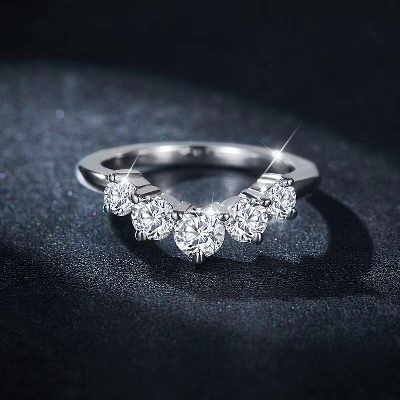 Ruizuan Womens Sterling Silver 925 Wedding Band Minimalist Moissanite Original Jewelry Classic Engagement Party GRA Certified