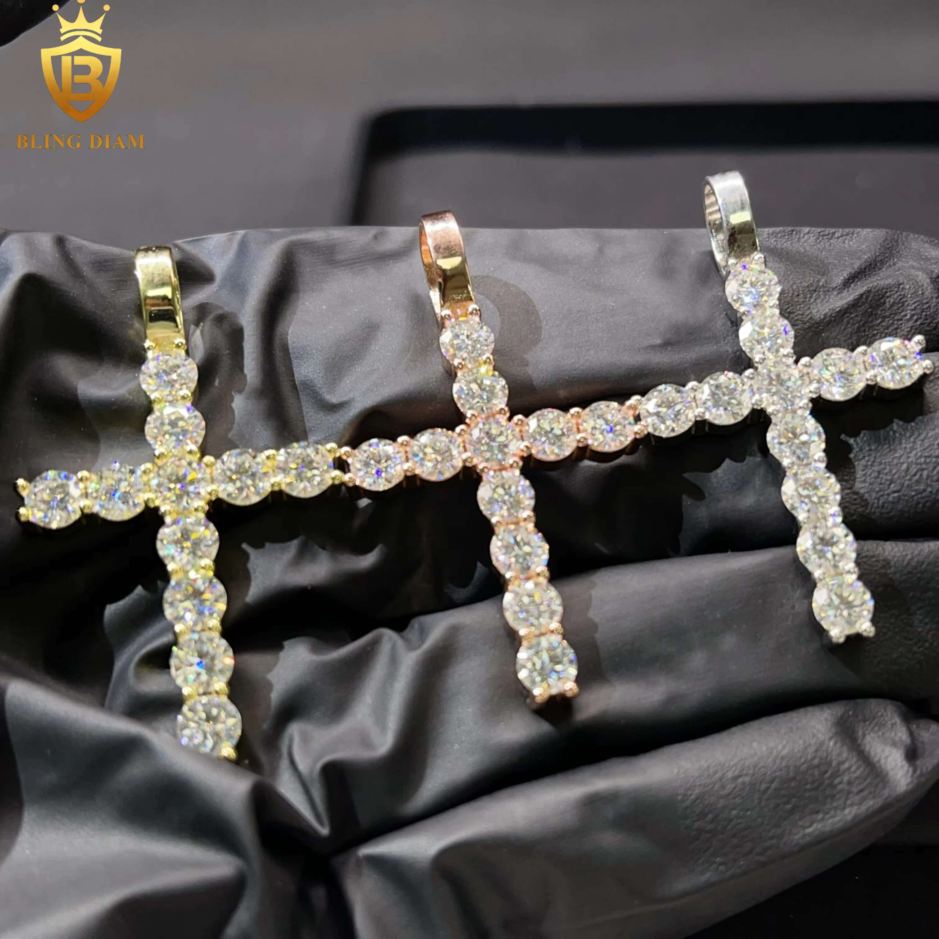 Hip Hop Jewelry 925 Sterling Silver Iced Out Moissanite Multi Styles Selection Cross Pendant Men Pass Diamond Tester