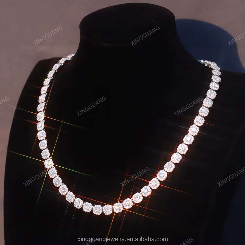 Hot-sale 8mm Cluster Tennis VVS Moissanite Cuban Diamond Chain S925 Silver Gold Fine Jewelry Necklace Bracelet Hiphop Men Women