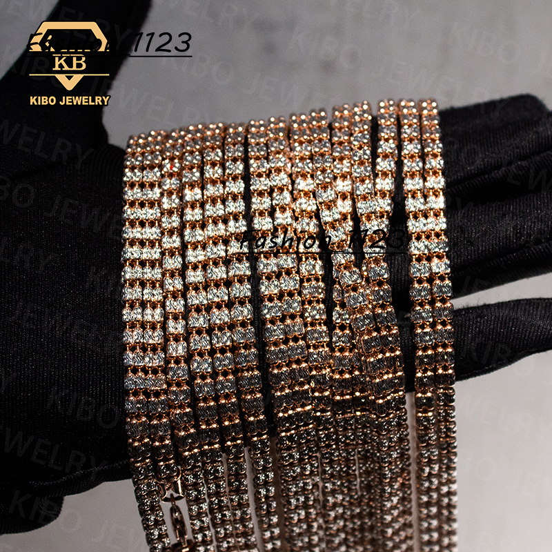Moon Ice Chain Hot Silver and Rose Gold Two Tone Silver 925 Hip Hop Necklace Moon Ice Chain Diamond Moon Ice Chain 925