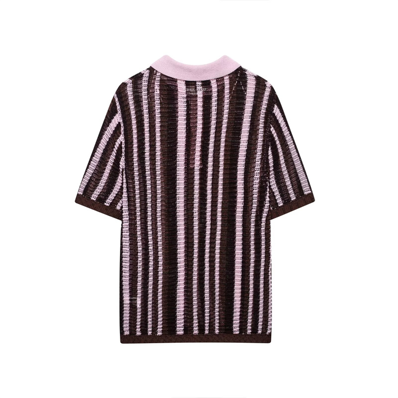 2025 Spring/Summer New Product Casual Women's Polo Shirt Short Sleeve Knitted Shirt High Waist Knitted Shorts Set