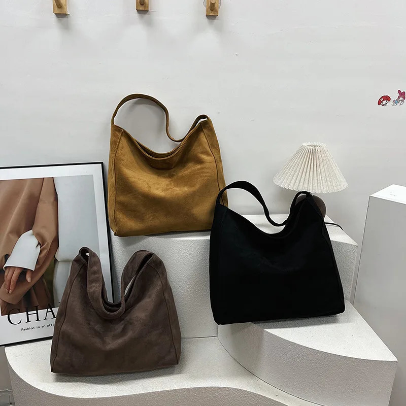 Minimalist Suede Hobo Bags in Multiple Colors Large Capacity Casual Shoulder for Womens Daily and Travel Use 251110