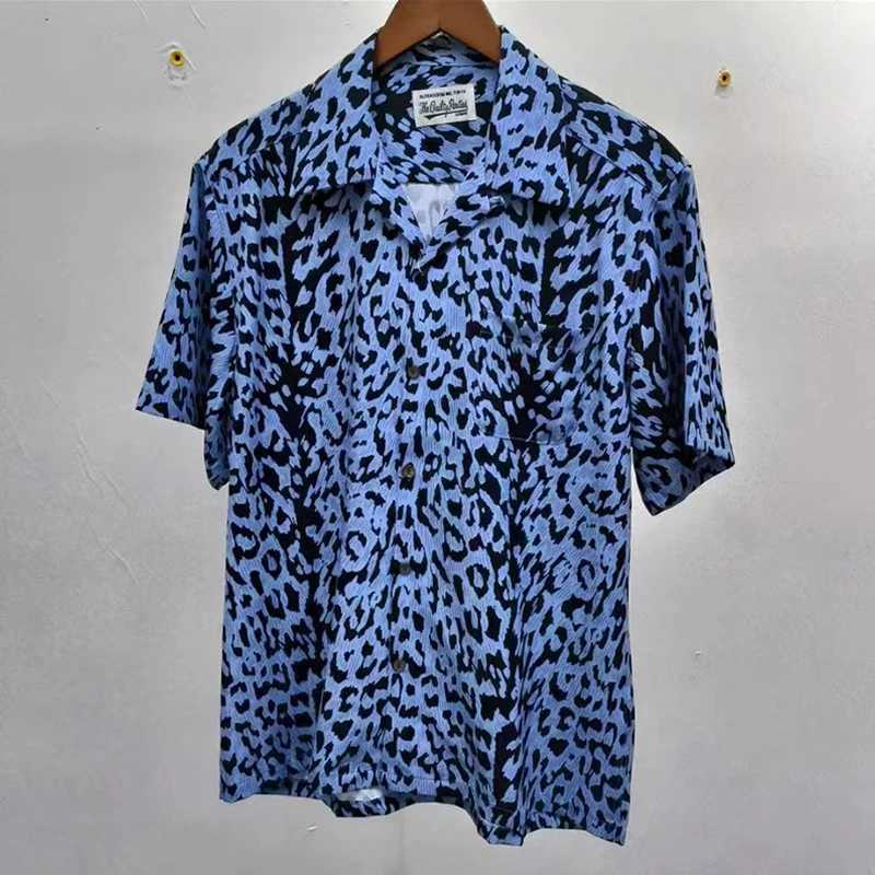 New Gradient Leopard Full Print Chaopai Hawaiian Short Sleeve Mens 1 1 High Quality Casual Top T-shirt X250410