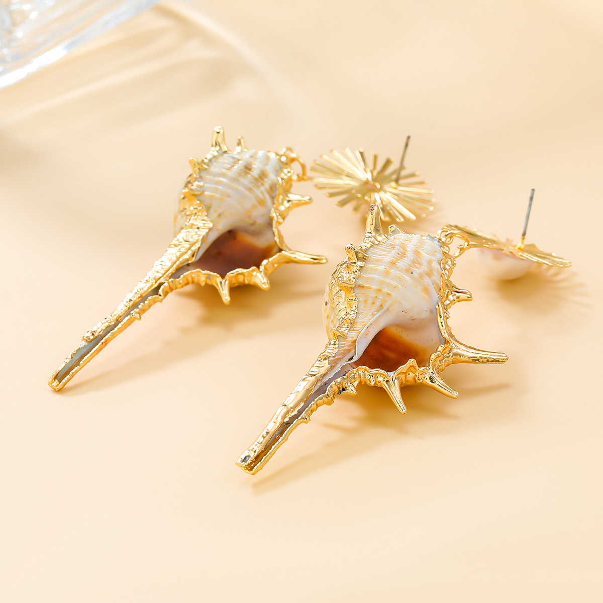 Autumn New Conch Earrings Exquisite Earrings Charm Girl Alloy Inlaid With Pearls Sunflowers Bohemian Style Jewelry Earrings