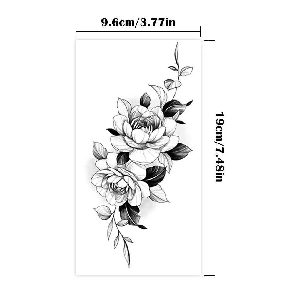 Waterproof temporary tattoo sticker paper flower rose peony geometric pattern body art arm fake tattoo sleeve women W250410