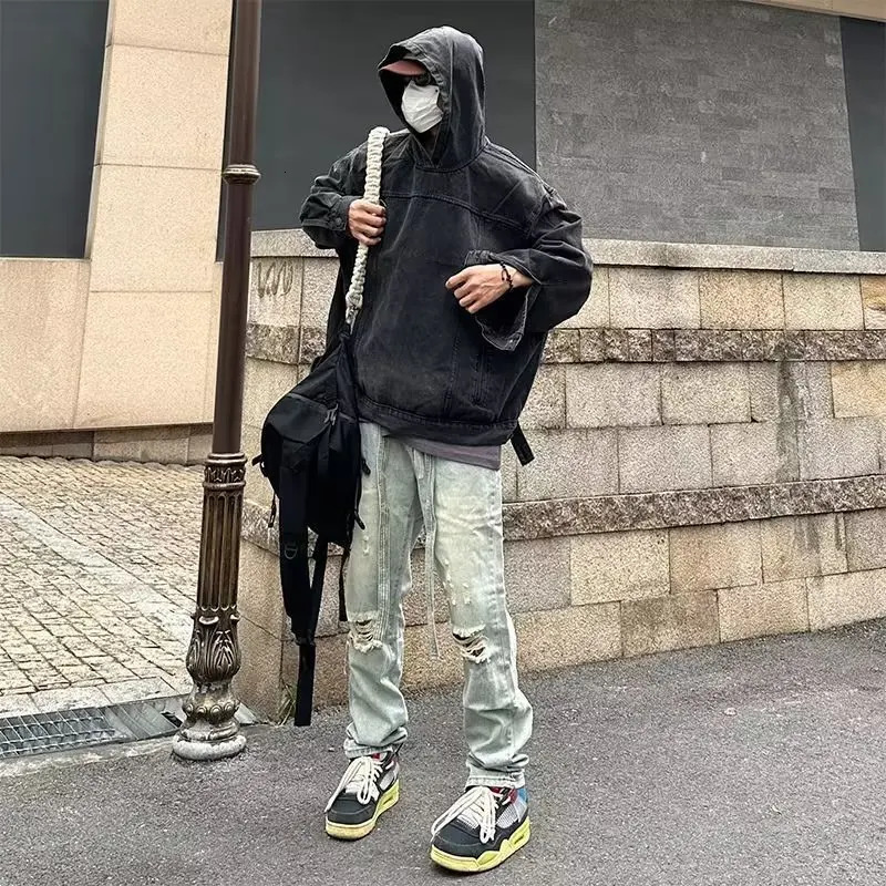 Mens casual jacket autumn hooded windproof camping original mens campus clothing Anorak 250401