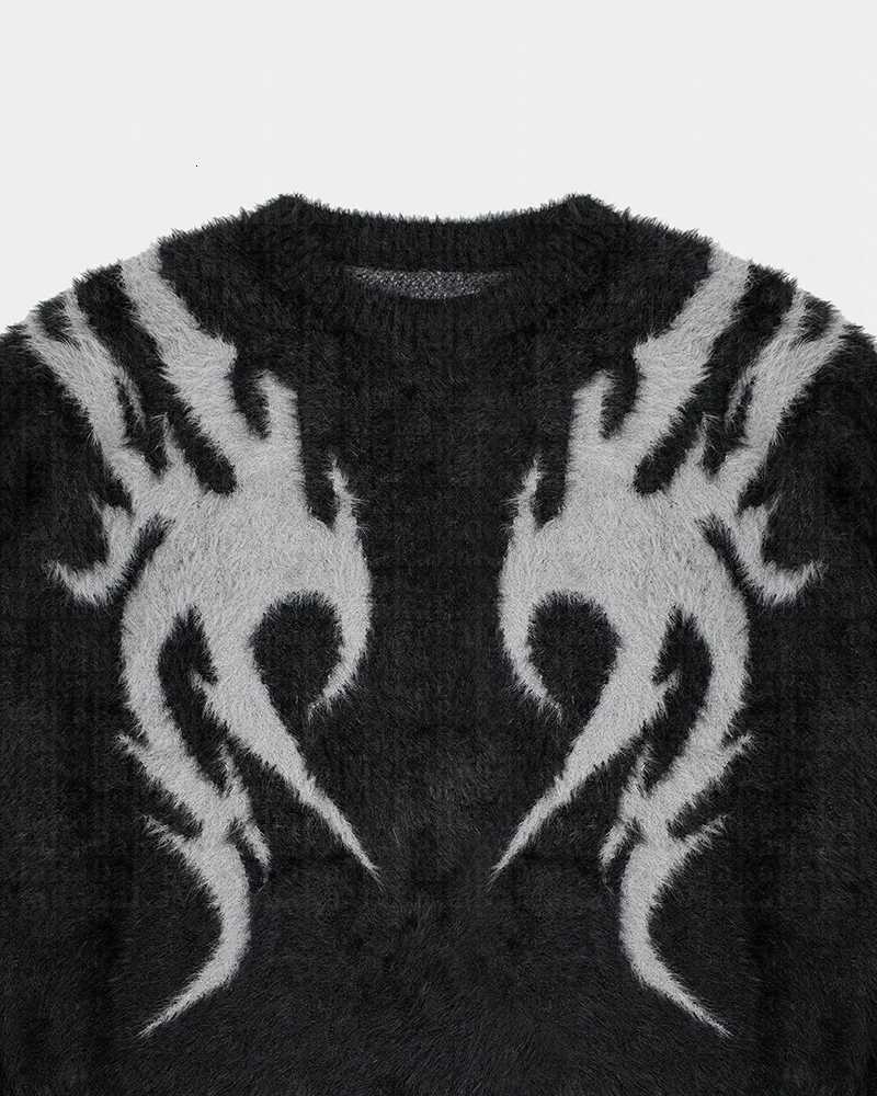 Fashion Black Gothic Vintage Ripped Grunge Jumper Streetwear Korean Oversize Hiphop Pullover Women Clothes Harajuku Sweater Y2k Winter Y251110